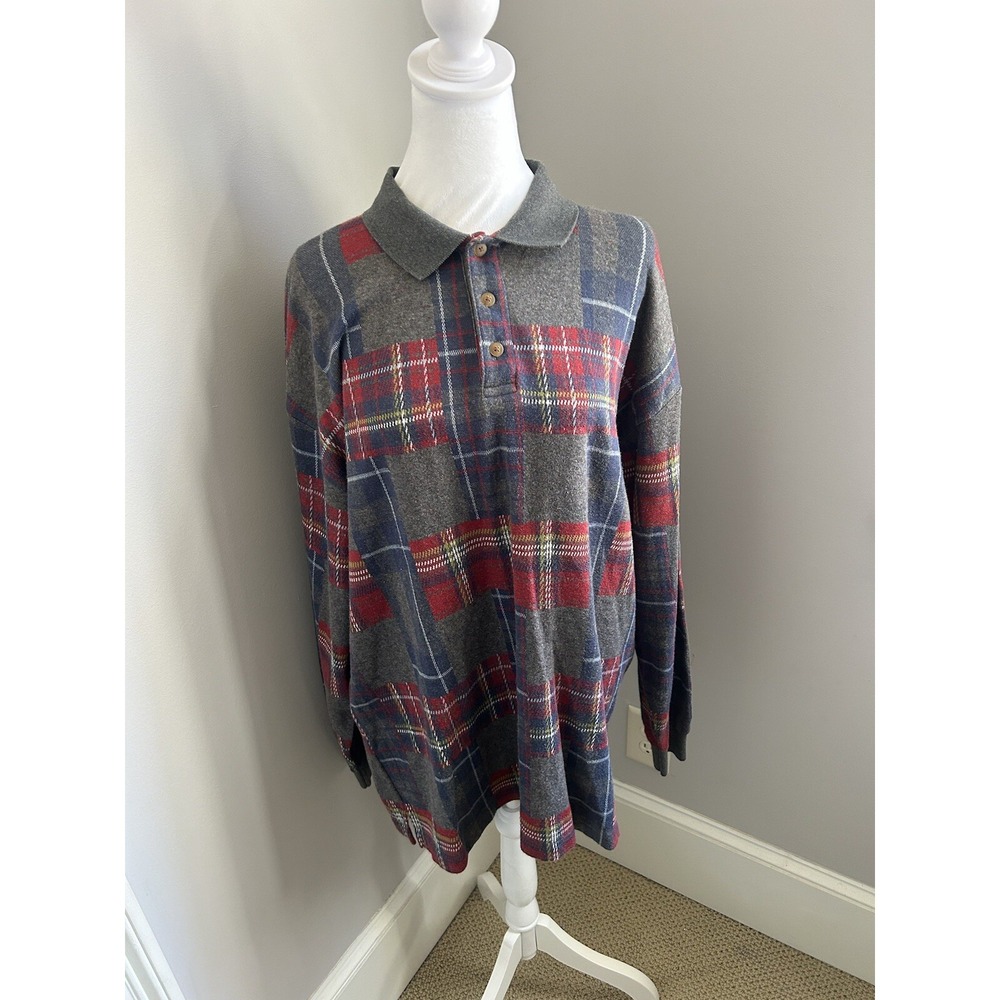 JJ .‎ Farmer Vintage Men's Knit Cotton Plaid Patchwork Sweater L NWT
